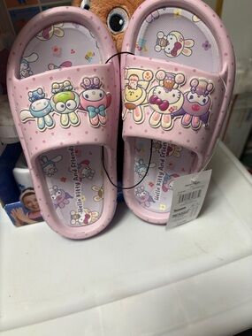 Hello Kitty Pink Slide Sandals with Character Friends